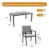 7-Piece Outdoor Dining Set, Stationary Chairs and Dining Table with Umbrella Hole, Chairs with Aluminium Frame and Foam Cushions-Coolbibila - 3 of 4