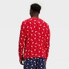 Men's Santa Print Ribbed Long Sleeve Holiday Matching Family Pajama Shirt - Wondershop™ Red - 2 of 4