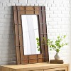 Wooakway 40" x 28" Rustic Industrial Mirror Wood and Metal Grid Design - 3 of 4