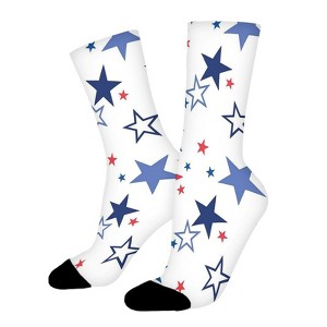 Patriotic Stars Women Printed Crew Socks Funny Funky Socks Soft Polyester Novelty Gifts for Artists Men - 1 of 1