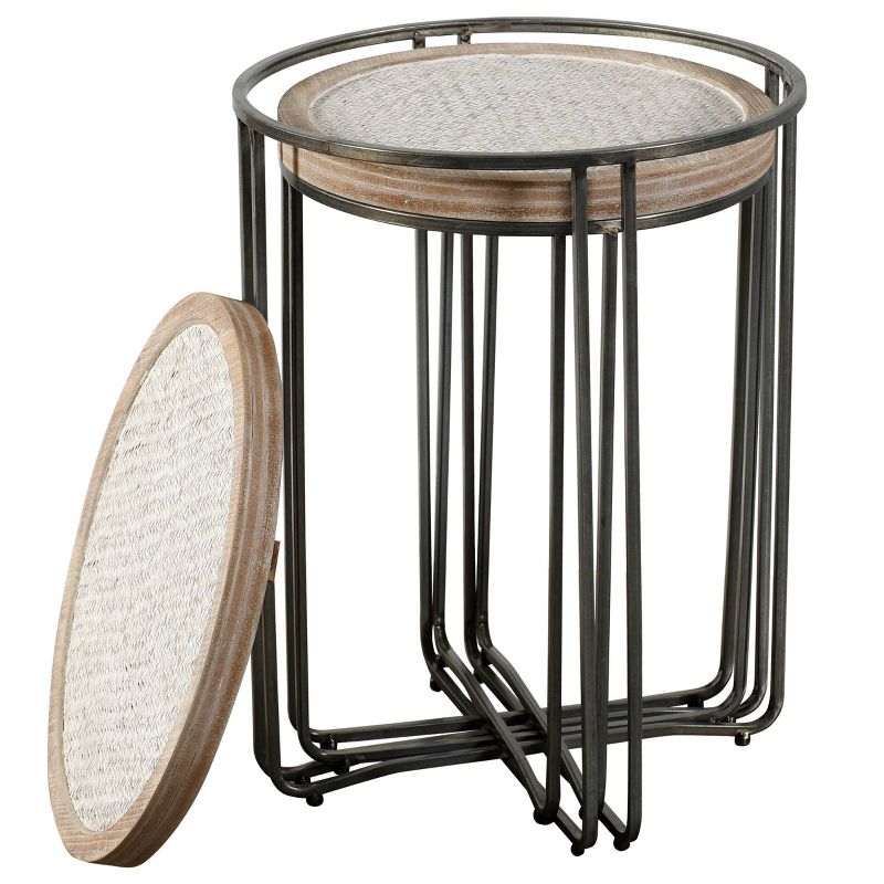 Set of 2 Ryder Round Nested Side Tables Tan/Black - Stylecraft, 4 of 11