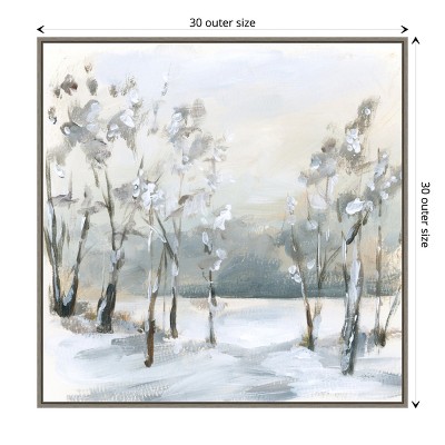 Snowy Winter Trees Framed Canvas Wall Art Print, 30 x 30