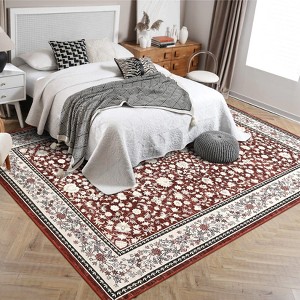 Area Rugs VintageRugs Machine Washable Low Pile for Bedroom Soft Area Rug Print Carpet with Rubber Backing for Home Office Decor  Laundry Room - 1 of 4