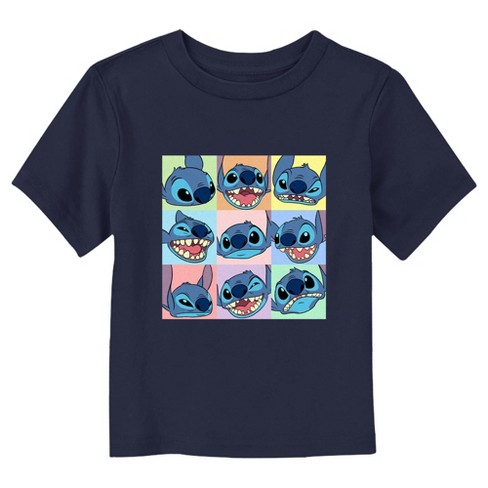 Toddler s Lilo Stitch Facial Expressions Grid T shirt Navy