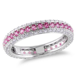EVERLY JEWELRY | Sterling Silver 1 1/2 CT TGW Created Pink and Created White Sapphire Full-Eternity Band - 1 of 3