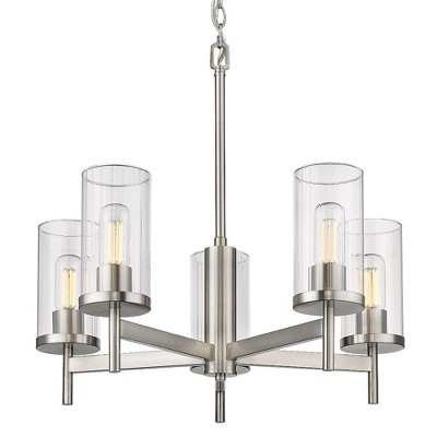 Winslett Pewter 5-Light Chandelier with Clear Glass Shades