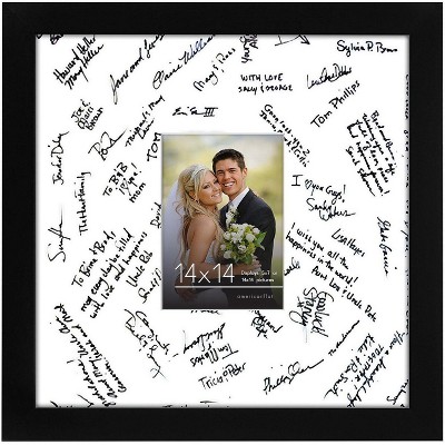 Americanflat 14x14 Wedding Picture Frame with Mat for 5x7, Black