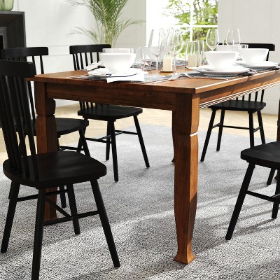 Grace Walnut Solid Wood Dining Table with Turned Legs for Six