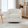 APRILSOUL32.28 "Wide Modern Chenille Cushioned Metal Base 360°Swivel Chair, Upholstered Barrel Chair - 3 of 4