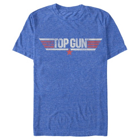 Men's Top Gun Logo Distressed T-shirt - Royal Blue Heather - Medium ...