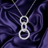 Slickblue Triplet Hoop Pendant Necklace for Women, Rhodium Plated, Cubic Zirconia, 16" Chain, Contemporary Fashion Jewelry - 3 of 3
