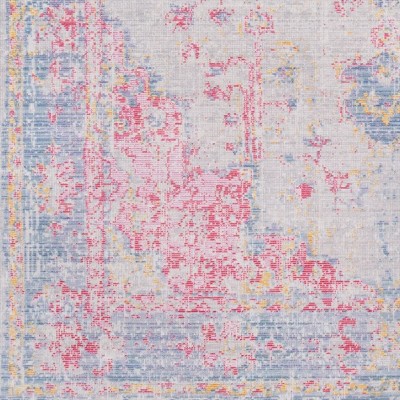 Everly 2' x 2'11" Blue and Pink Synthetic Fur Area Rug