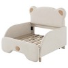YOOCOZZ Adjustable Twin XL Size Upholstered Wood Sofa Bed with Bear-Shaped Headboard - Beige - 2 of 4