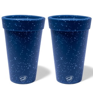 Silipint: Silicone 16oz Coffee Tumblers 2 Pack Blue Speckled - Unbreakable Cups - 1 of 4