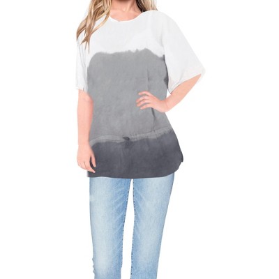 LA LEELA Women's Summer Loose Holiday Bathing Suit Cover Ups Vacation Beachwear Oversized Swim Suit 1X-2X Gray, Tie Dye Design