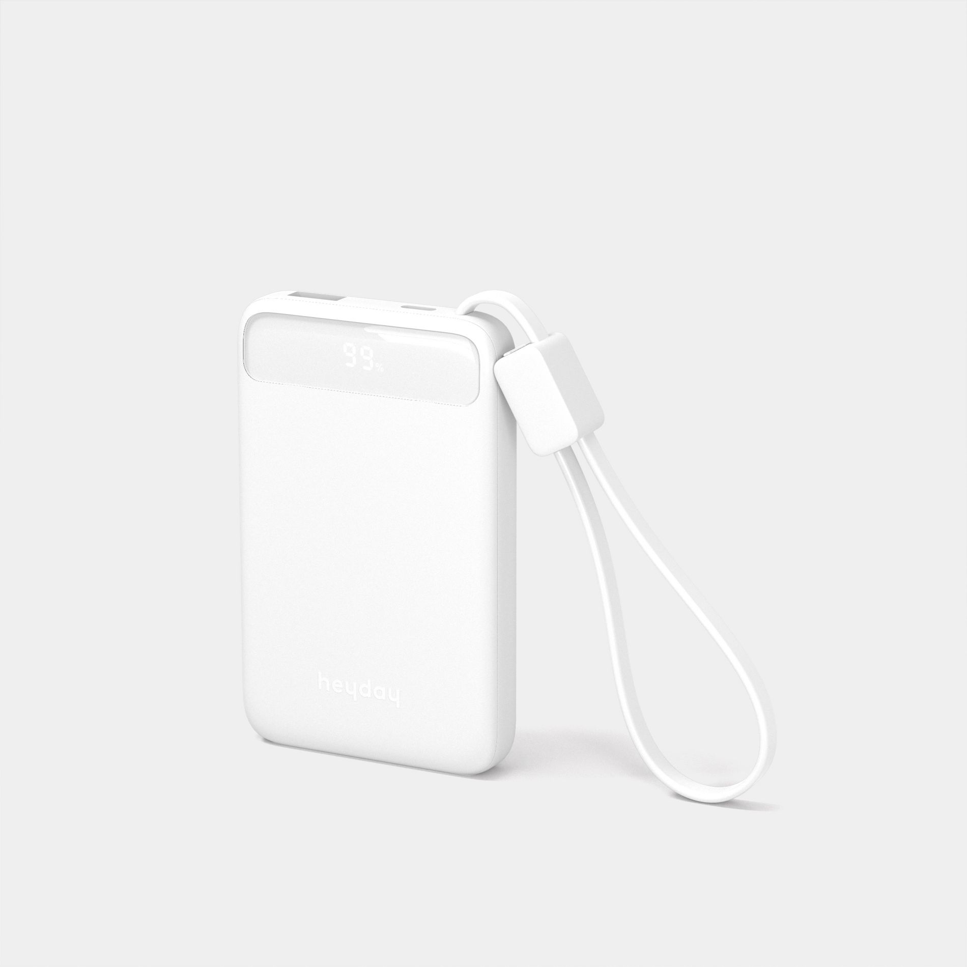 5000mAh Power Bank with Built in Cable - heyday™ White