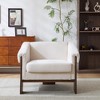 Vynxaria 34" Mid-Century Modern Accent Chair with White Fabric, Deep Cushions, and Wide Armrests ¨C Ideal for LivingRoom,bedroom - 2 of 4