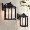 John Timberland North House Mission Outdoor Wall Light Fixtures Set of 2 Matte Black 12" Clear Glass for Post Exterior Barn Deck House Porch - 2 of 4