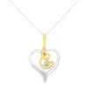 Haus of Brilliance 10K Two-Tone Gold Diamond Accent Diamond Swirl Open Heart Pendant Necklace - 2 of 4