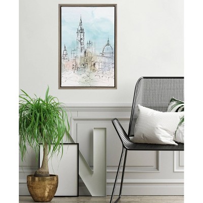 27" x 19" Framed Abstract Skyline Canvas Print