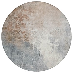 HomeRoots 8' Rust And Gray Round Abstract Washable Indoor Outdoor Area Rug - 1 of 4