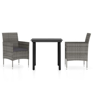 vidaXL Patio Dining Set Outdoor Dining Set Table and Chair Set for Garden - 31.5" Table Length Gray and Black 2-Piece - 1 of 4