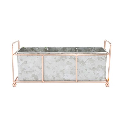 Mind Reader Wire Based and Galvanized 3 Section Utensil Holder, Silver