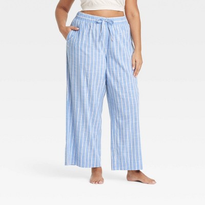 Women's Striped Cotton Blend Pajama Pants - Auden™ Blue 1X