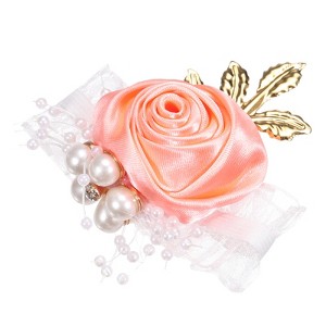 Unique Bargains Decorative Wedding Prom Party Artificial Rose Wrist Corsages 2.76" - 1 of 3
