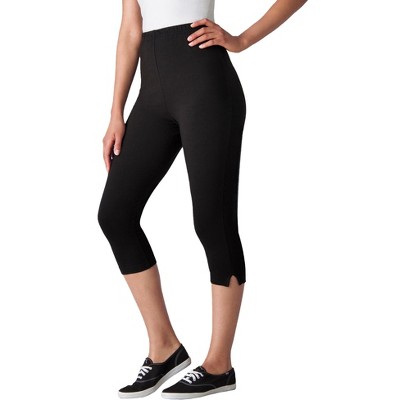 Woman Within Women's Plus Size Petite Stretch Cotton Capri Legging