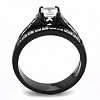 Slickblue Polished Black Stainless Steel Ring, Clear CZ Center & Accents, Modern Wedding Style, Sizes 5-10 - 4 of 4