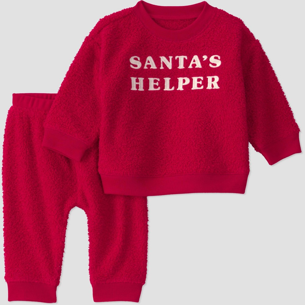 Carter's Just One You® Baby Cozy Christmas Santas Helper Sweatshirt and Joggers Set - Red Newborn