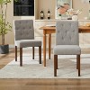 Parsons Button Tufted Dining Chairs Set of 2 - Upholstered Fabric Kitchen Chairs with Wood Legs & Padded Seats-Living Room Kitchen Furniture - 2 of 4