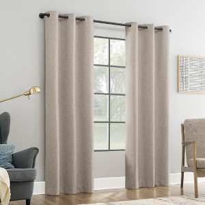 Sun Zero Aldwin Slub Texture Magnetic Closure 100% Blackout Grommet Curtain Panel - 1 of 4