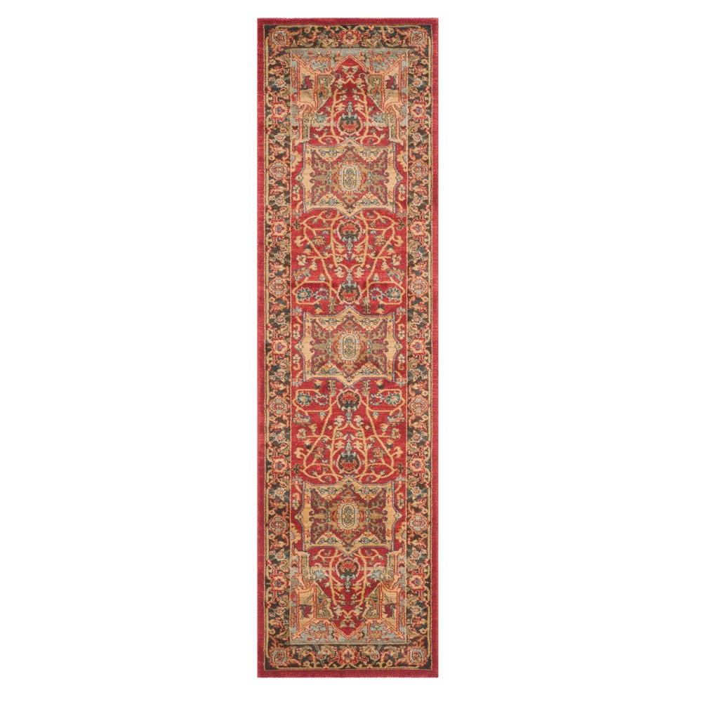 2'2inx12' Runner Natural/Navy Medallion Loomed - Safavieh