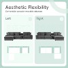 114''W Corduroy L-Shaped Sectional Sofa with Bluetooth Speakers, USB Charger, Cup Holders and Ottoman - ModernLuxe - 4 of 4