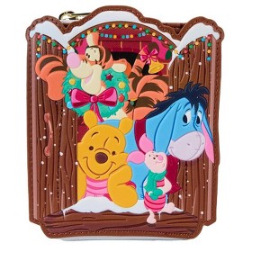 Loungefly Disney Winnie The  Pooh Holiday Scene Pooh And Friends Zip Around Wallet Glows in Dark - 1 of 2