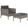 vidaXL 2 Piece Patio Lounge Set with Cushions Gray Poly Rattan - 3 of 4