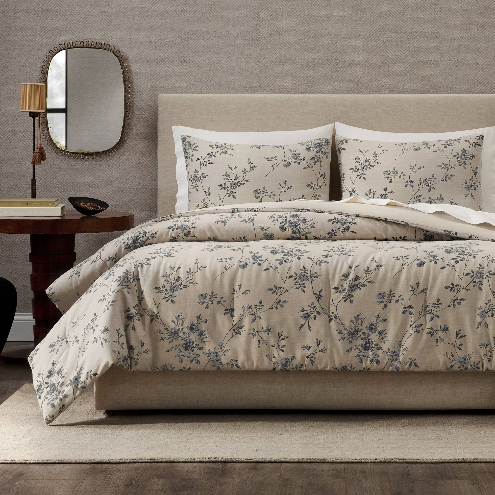 Jeremiah Brent Home 3pc Full/Queen Floral 'Palacio' Cotton Comforter Set Beige