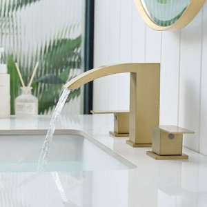 Kumasinova 8" Widespread Bathroom Faucet 3 Hole,Brushed Gold Stainless Steel Bathroom Faucets with Dual Lever Handles,Modern Bathroom Sink Faucet - 1 of 4