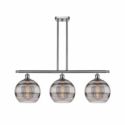 Rochester - 3 Light Stem Hung Island In Industrial Style-12.13 Inches Tall and 36.5 Inches Wide