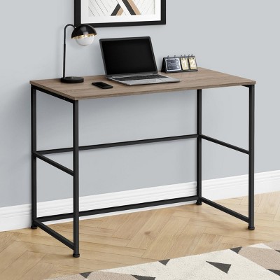 INFURNIC Desks Modern Computer Desk Writing Workstation with Storage Drawers and Metal Legs for Home Office, Brown, 40"*19"*30"
