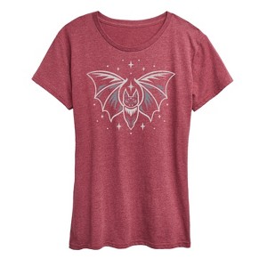 Women's - Instant Message - Grey Bat Short Sleeve Graphic T-Shirt - 1 of 4