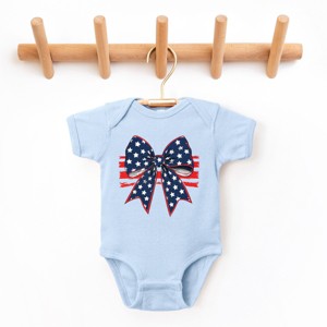 The Juniper Shop Coquette Patriotic Bow Baby Short Sleeve Bodysuit - 1 of 4