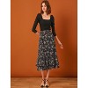Allegra K Women's Printed Skirt Chiffon Elastic Waist Ruffle Tiered Flowy Midi Skirts - image 3 of 4
