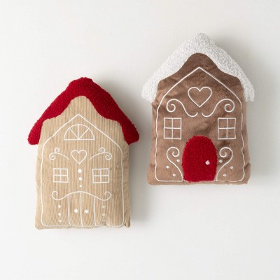 14"H Sullivans Gingerbread House Christmas Throw Pillows Set of 2 Multicolor Indoor Christmas Decor