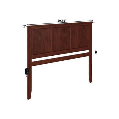 King Walnut Wood and Metal Panel Headboard