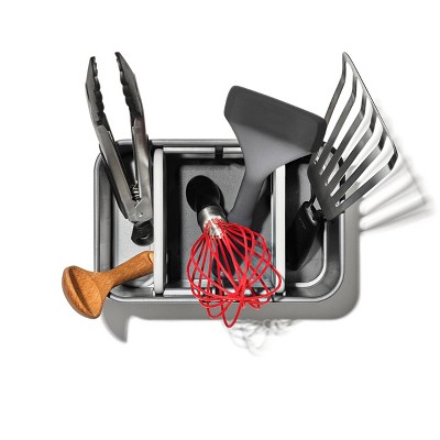 OXO Adjustable Stainless Steel Utensil Holder: Kitchen Utensil Caddy, Hand Wash, Silver, 7.3" Height, 7.9" Width — фото 7