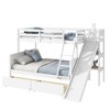 Twin over Full Bunk Bed with 2 Drawers, Shelves, Slide, Ladder, Safety Guardrails and Rubber Wood Frame, White/Grey-ModernLuxe - 4 of 4
