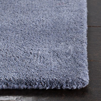 Handmade Dark Grey Wool Square Area Rug with Floral Design